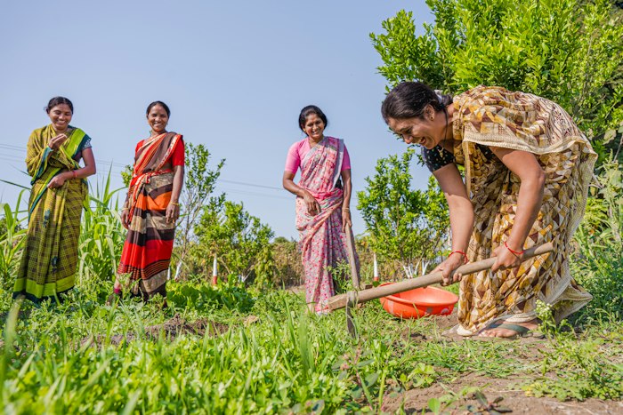 Women farmers working in a field