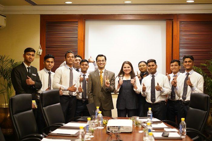 A team in a corporate office
